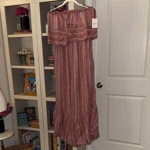 Striped Off-Shoulder Jump Suit